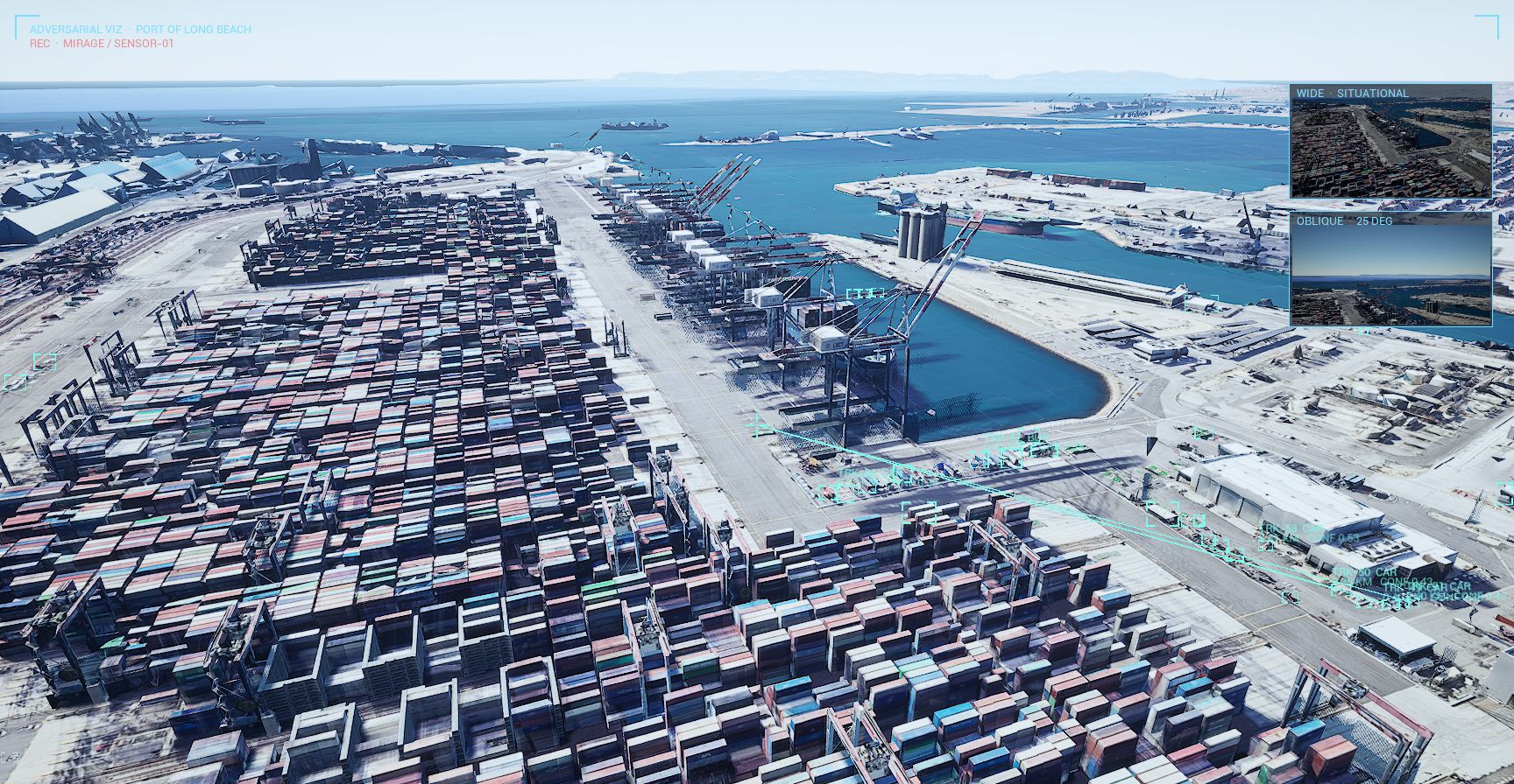 Container terminal with live vehicle detection boxes